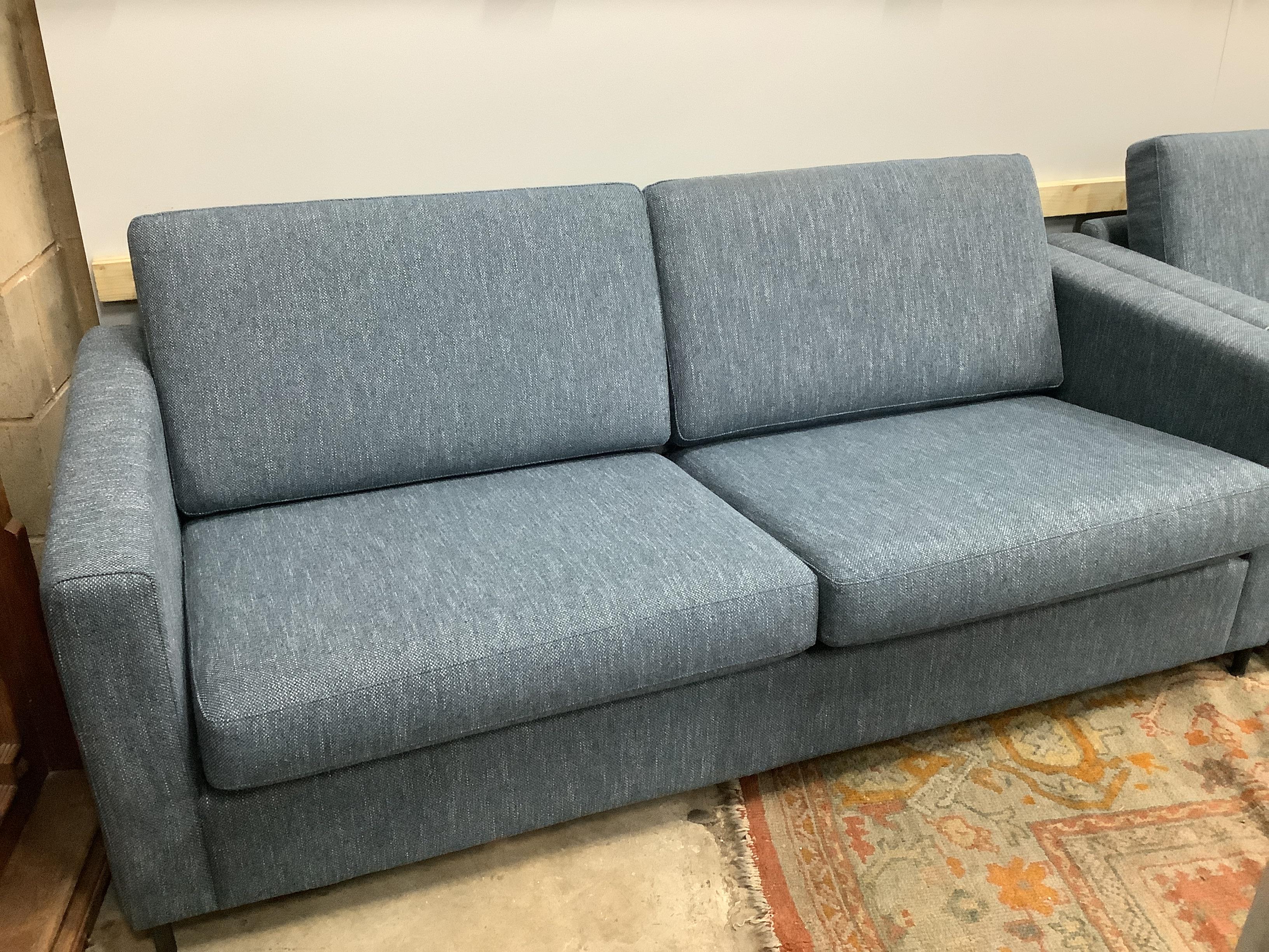A pair of Sits Scandinavian design sofas, Eton model, width 192cm, depth 84cm, height 80cm